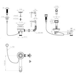Гранитен комплект за отпадъци "Witte" включително бутон-вентил с тапа, плюс правоъгълно и кръгло преливане 1208971747