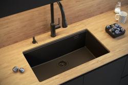 Quadri Newport II голям и дълбок мивка от гранит за монтаж отгоре и отдолу в бежов цвят, размери 76x45cm, с меден щепсел 1208971758