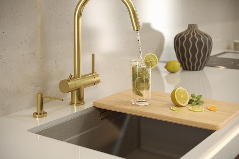 Quadri Newport II гранитен долен монтаж в бежов цвят 560x450mm с меден щепсел и капачка за отводнител 1208971764