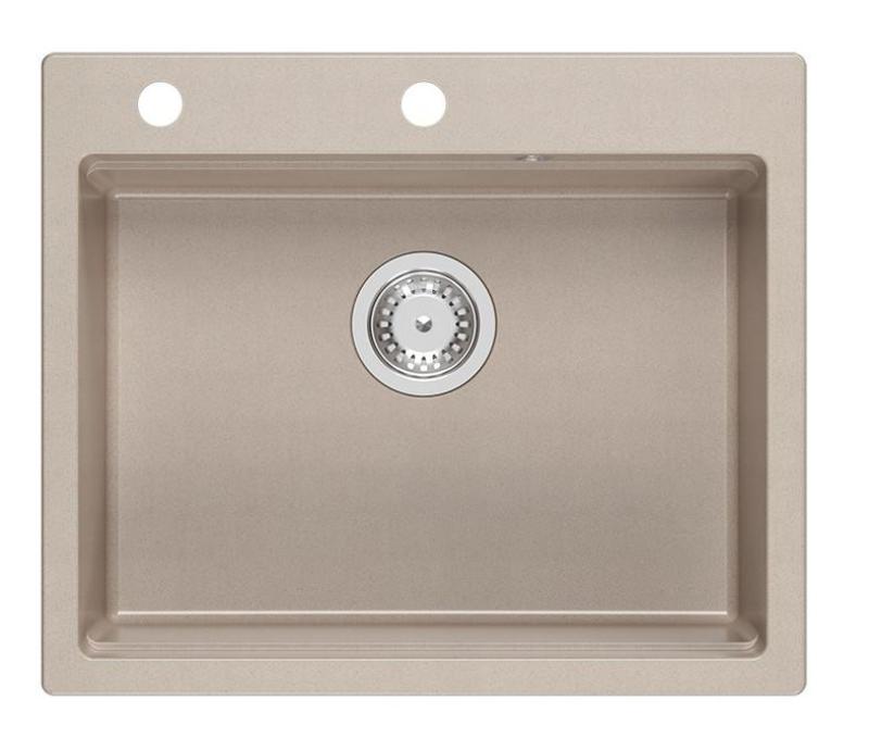 Quadri Durham Pearl Beige гранитна мивка за монтаж 595x500 с диспенсър за сапун, дъска за рязане, вмъкваема мивка и ролкова подложка 1208971814