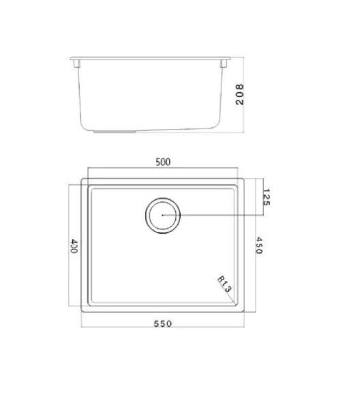 Ausmann Fibre черна мивка 50x40cm за вграждане, монтаж отгоре и плосък монтаж с автоматичен златен щепсел 1208971859