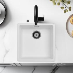 Ausmann Fiber бял мивката 40x40см подстройка, надстройка и вградена с автоматичен плъгин за гън метал 1208971895