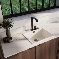 Ausmann Fiber бял съдомиялник 50x40cm за вграждане, монтаж и плоско вграждане с автоматичен неръждаем щепсел 1208971898