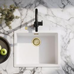 Ausmann Fibre бял мивка 50x40cm за вграждане, надстройка и плоско вграждане с автоматичен златен щепсел 1208971901