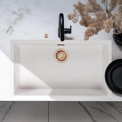 Ausmann Fiber бял голям съдомиялник 70x40cm за вграждане, монтаж и плоско вграждане с автоматичен меден щепсел 1208971906