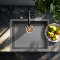 Ausmann Fiber бетон мивка в сив цвят 50x40cm за вграждане под, над или в равнина с автоматичен меден щепсел 1208971917