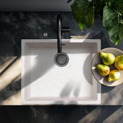 Ausmann Fiber пясъчен бял мивка 50x40cm за вграждане, монтаж и плоско вграждане с автоматичен щепсел от пушечно метал 1208971934
