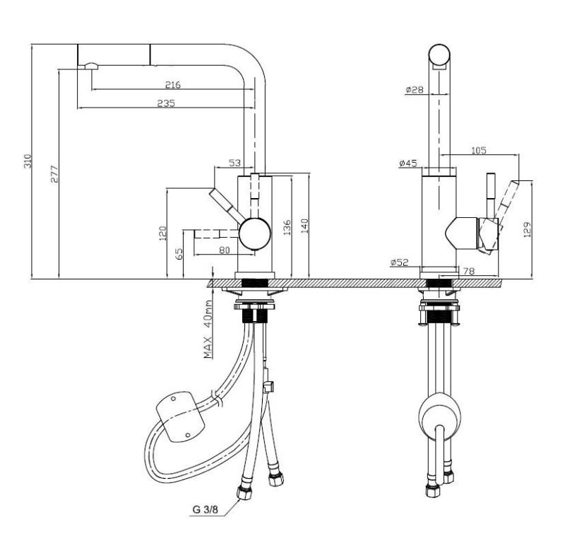 Pure.Sink Elite Steel Spark-S кухненски чучур PVD мед с разтегаем излив PS8041-62