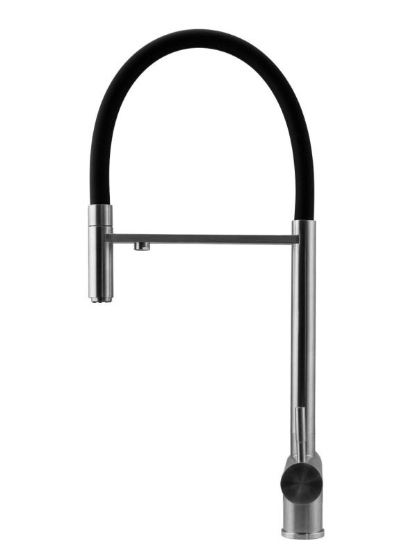 Pure.Sink Elite Steel Flex 3-посочен метален кухненски смесител с гъвкав изпускателен канал и филтрирана вода PS8110-02