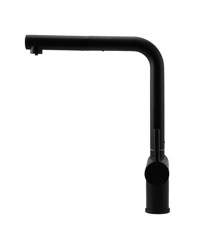 Pure.Sink Elite Steel Clear-S Mat черен 3-посочен Кухненски смесител с Издърпващ се Излив и Филтрирана Вода PS8120-10