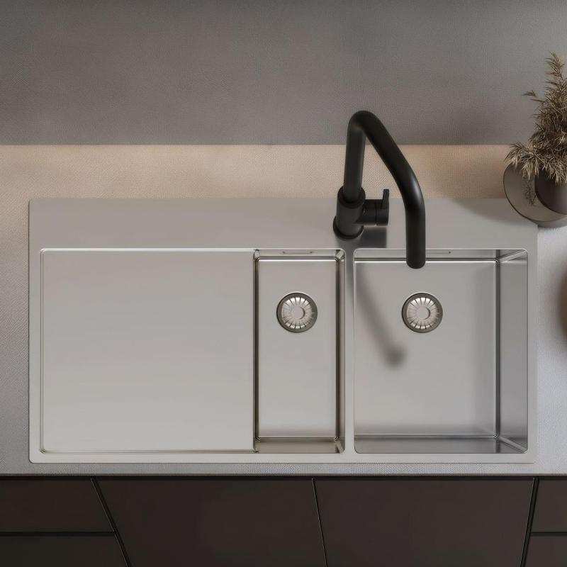 Pure.Sink Exclusivo Неръждаема стомана 1,5  мивка с отцеждаща част 100x52 cm Кранче вдясно PEX3418100RT-02