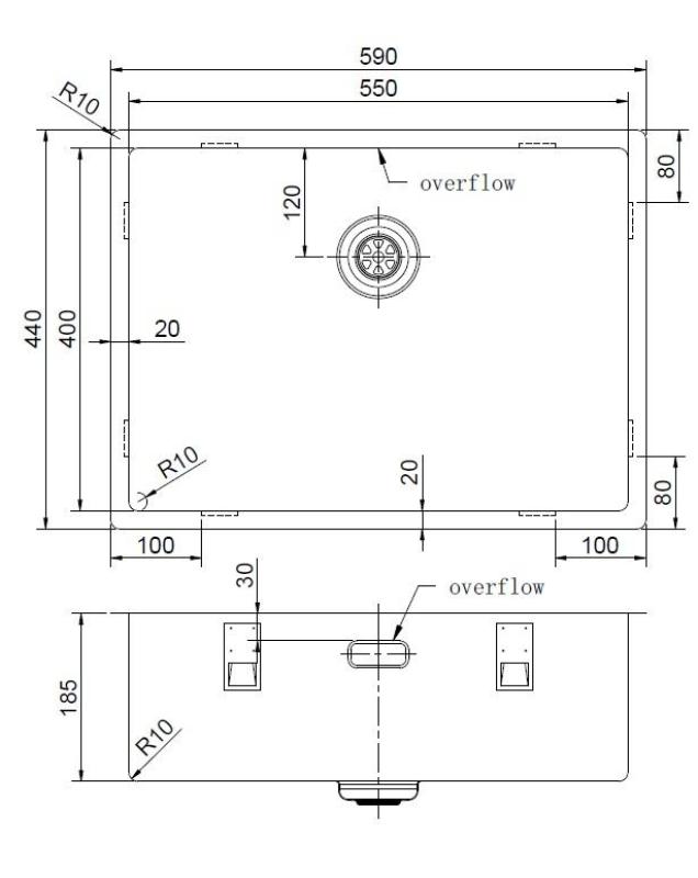 Pure.Sink Exclusivo Неръждаема мивка 55x40 cm, радиус 10 mm, за вграждане, плоска и надподова PEX5540-02