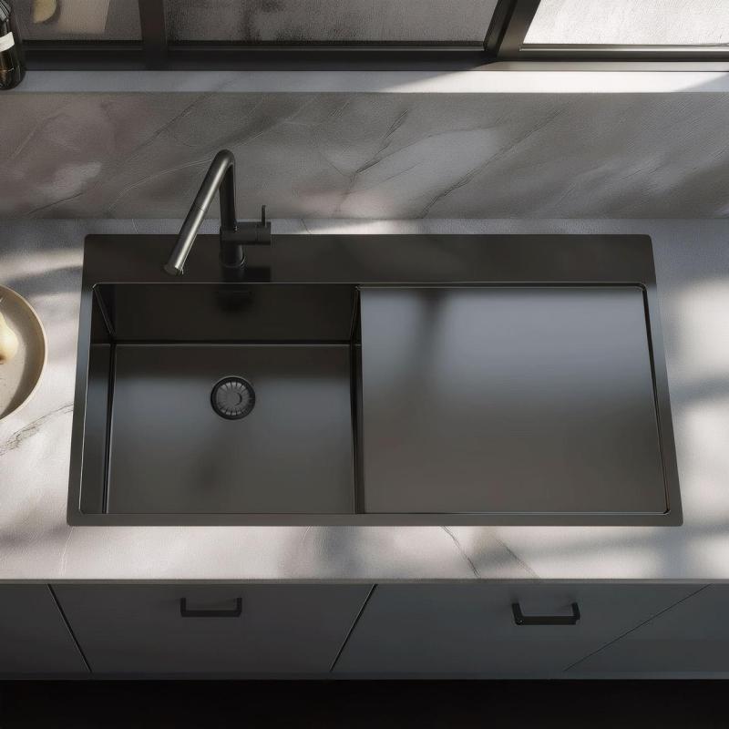 Pure.Sink Exclusivo Мивка от метал с капкоуловител 100x52 cm Кранче отляво PEX47100LT-61