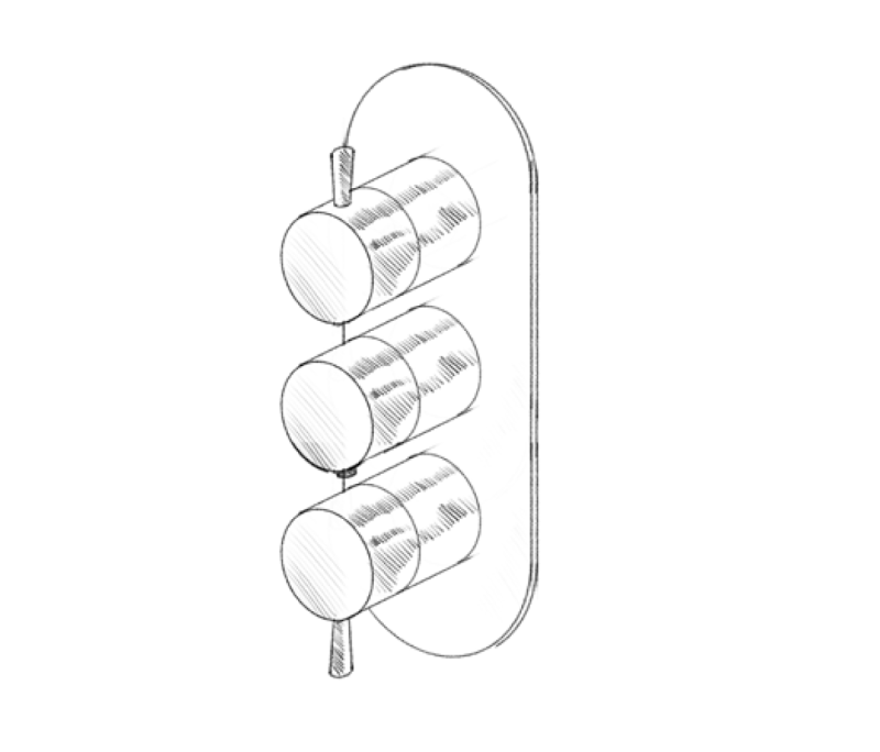MURO TUA вграден смесител за стена с 2 спирателни крана, хром M1.B34.S.CR