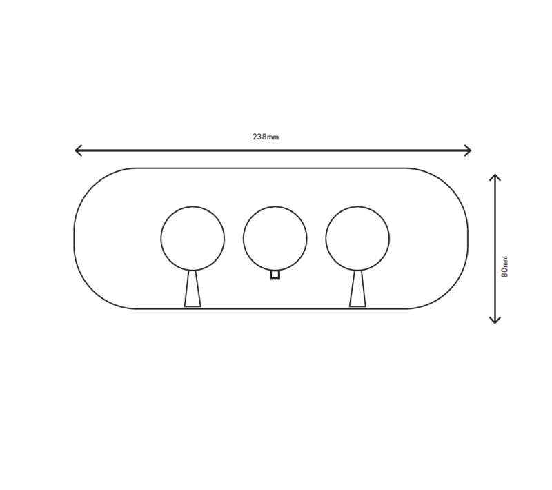 MURO TUA вграден душ термостат кран с 2 спирателни крана хром M1.B34T.S.CR