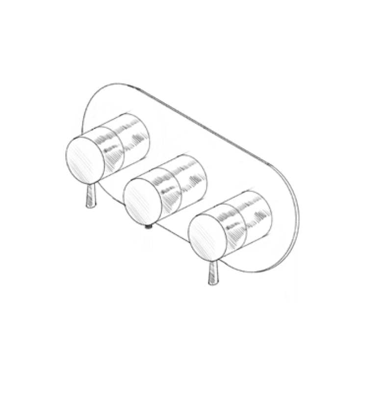 MURO TUA вграден душ термостат кран с 2 спирателни крана хром M1.B34T.S.CR