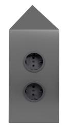 Indux Corner Енергиен стълб с 2 контакта Randaarde Ъгъл Gun metal 1208972286