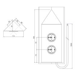 Indux Corner Енергиен стълб с 2 контакта Randaarde Ъгъл Gun metal 1208972286