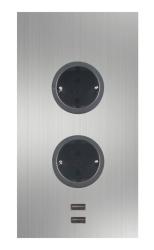 Indux Corner Енергиен стълб с 2 контакта с заземителна букса и 2 x USB зарядно устройство от неръждаема стомана 1208972296