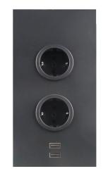 Indux Corner Енергиен стълб с 2 контакта с заземителна букса и 2 x USB зарядно устройство Черно 1208972297