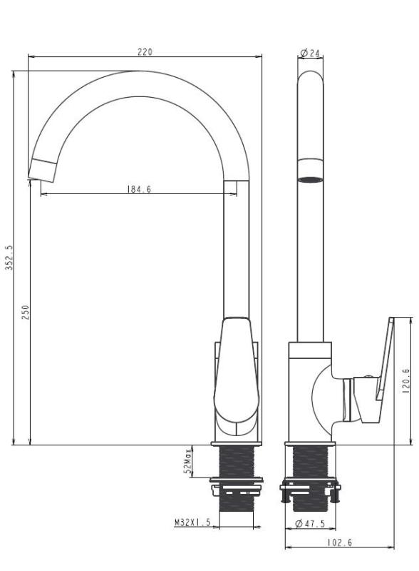 Aquanello Casa Хромиран кухненски смесител с една ръкохватка CR-1201-CS