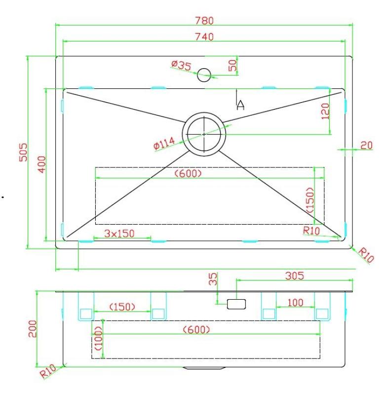 Pure.Sink Luxion Голяма PVD антична бронзова мивка 78x50 cm Tapwing с отвор за кран и долна решетка PLX7850T-64