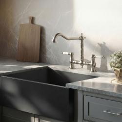 Aquanello Heritage Manor Класическа кухня Носталгичен мост Кухненски кран Хром с бяла дръжка CR-0010-HM