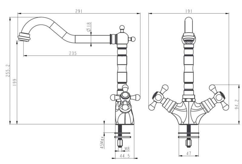 Aquanello Heritage Ascot Класическа кухня Носталгичен кухненски кран Бронз с прав излив BN-4002-HA