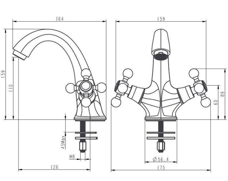 Aquanello Heritage Ascot Classic Nostalgic Stainless Steel Washbasin Mixer Tap NB-4101-HA