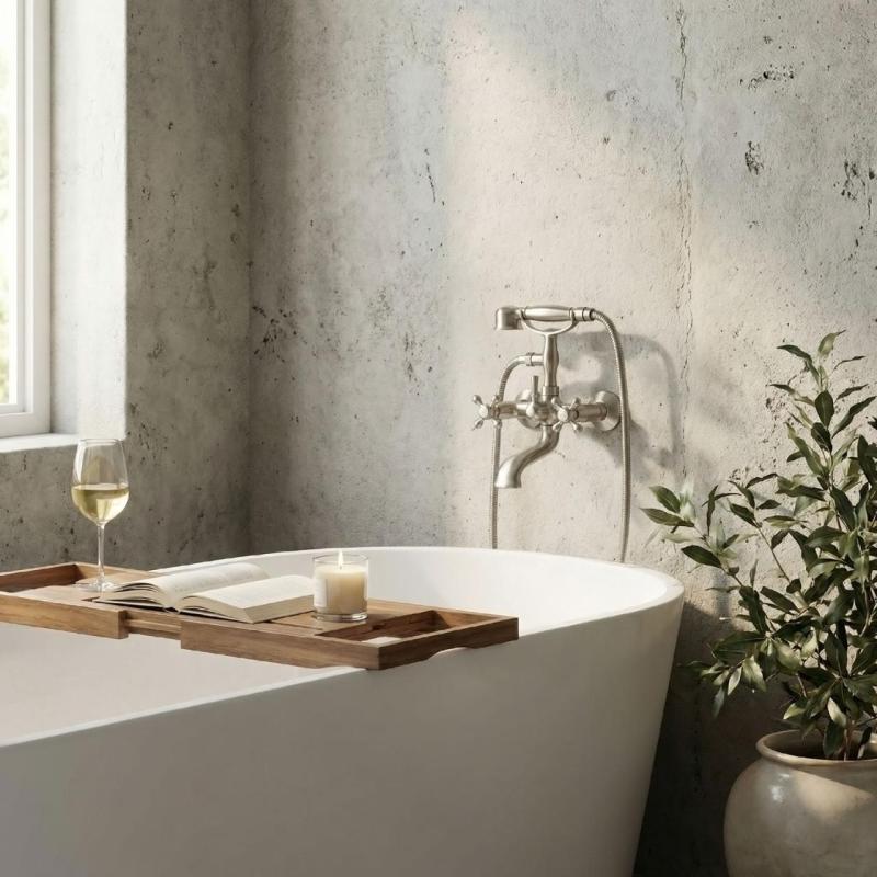 Aquanello Heritage Ascot Класическа смесителна батерия за баня със звездички от неръждаема стомана, включително ръчна душ NB-3002-HA