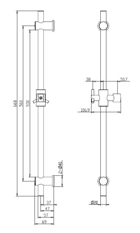 Aquanello Heritage Collection Класическа плъзгаща се релса 668 мм бронз BN-9004-HC