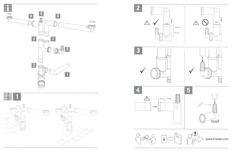 Franke  Сифон спестяващ място за кухненски мивка с 2 корита Spazio 2 2269