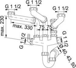 Franke Spazio 3 сифон за кухня, спестяващ място, за мивки с 3 корита 6213