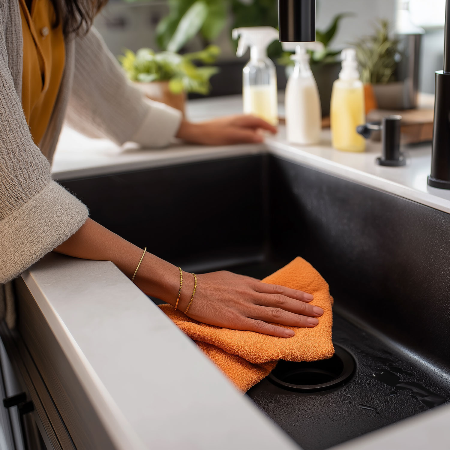 Как да почистя черна мивка?